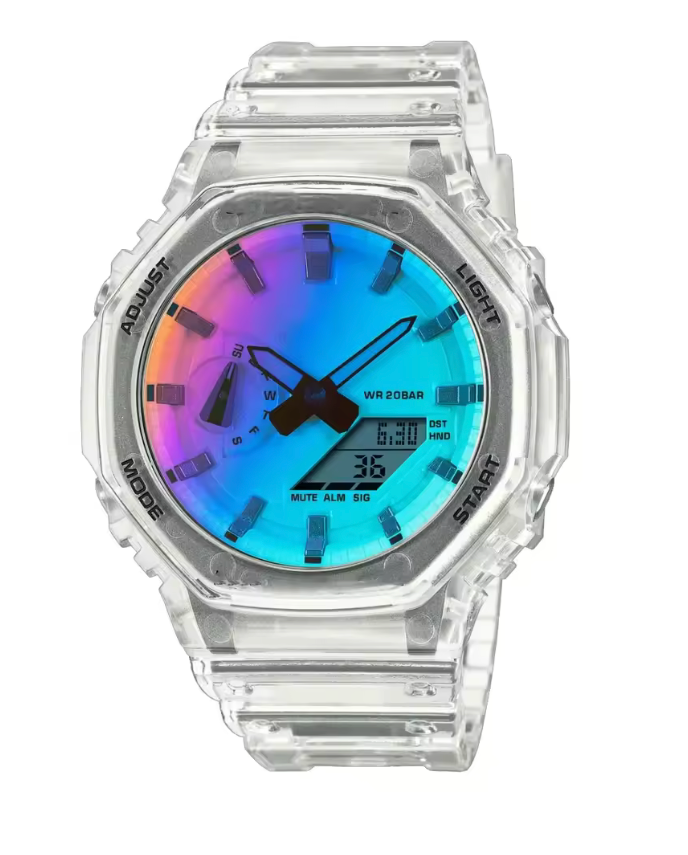 G-SHOCK GRIS TRANSPARANTE MULTICOLOR