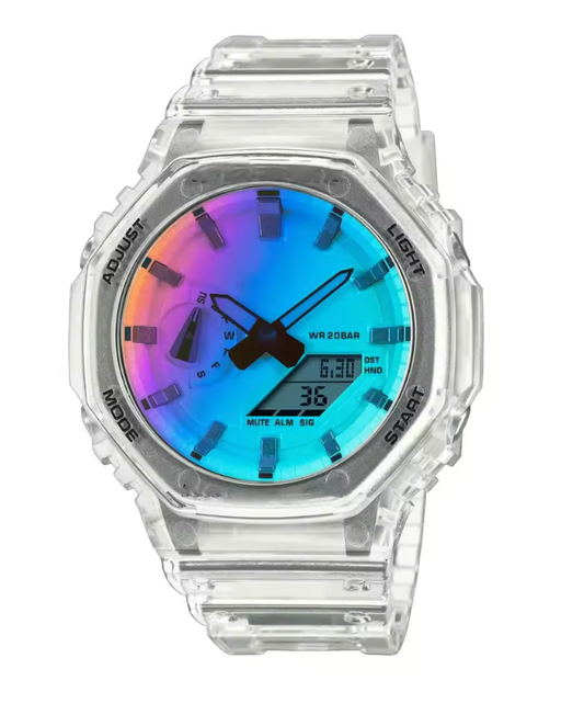 G-SHOCK GRIS TRANSPARANTE MULTICOLOR